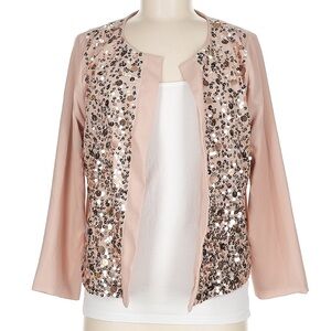 Gap Blush Pink Sequined Open Front Lightweight Coverup Cardigan Size Medium M